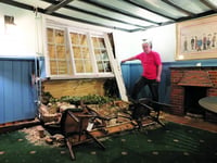 Lucky escape as car ploughs into pub
