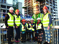Local Beavers visit tower construction site