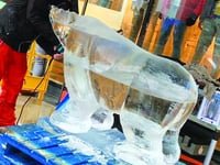 Penguin ice sculpture