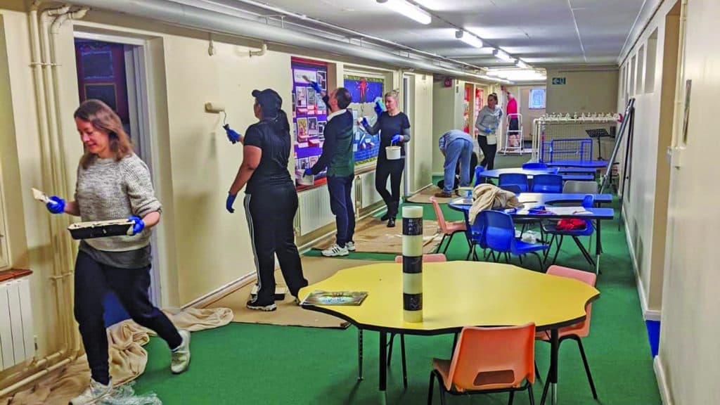 Woking Council volunteers spruces up Barnsbury Primary School