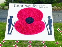 Cathy strides out on war memorials walk for Poppy Appeal