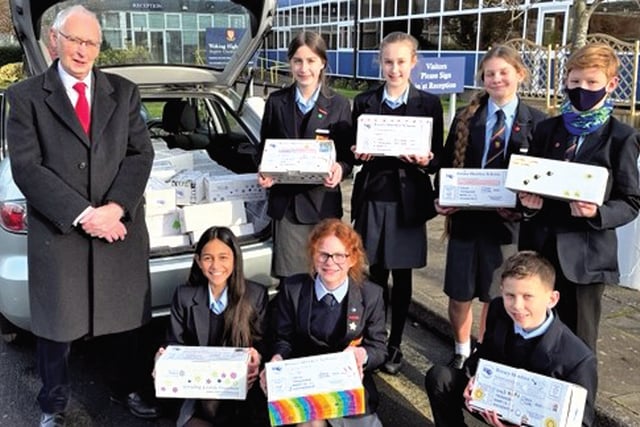 Pupils fill boxes of joy