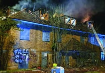 Blaze rips through roof of former hospital 