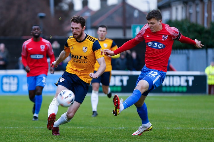 Woking's Jim Kellermann in action during the win at Dagenham & Redbridge.