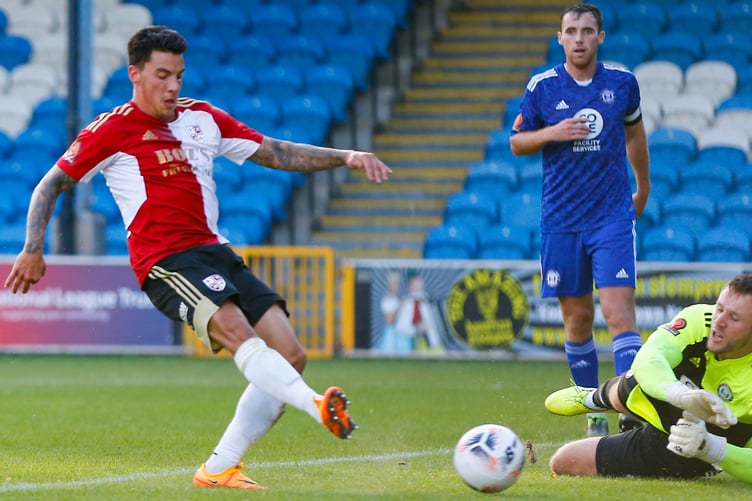 Reece Greo-Cox scoring for Woking this season.