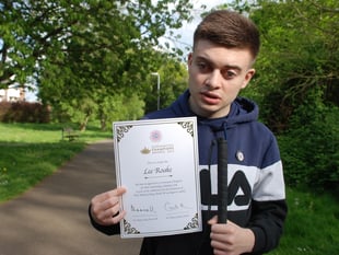 Blind teenager honoured by King and Queen celebrates rare accolade