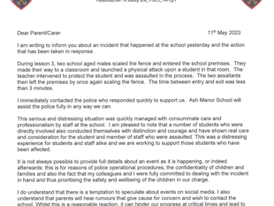 Police: Pupil and teacher 'attacked in school'