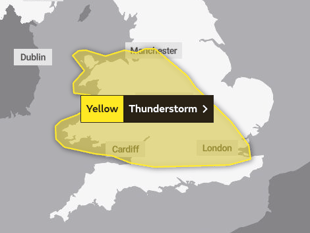 Met Office issues warning for thunderstorms in London and South East