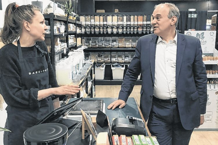 Bare + Fair owner Mel Hemmings with Liberal Democrat leader Ed Davey