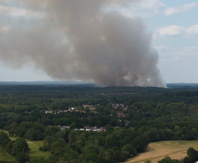 Fire crews tackling huge wildfire on the Longmoor Ranges near Bordon
