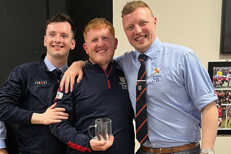 Reece Finnerty with his tankard for being named Chobham Cannons’ players’ player of the year