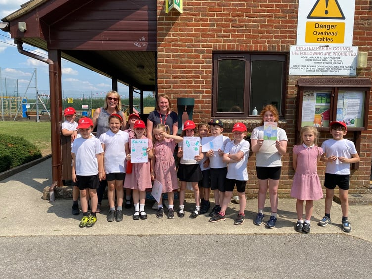 Emily and the Binsted School Eco Club with the new water refill station at Binsted Recreation Ground, June 16th 2023.