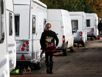 Dozens of Traveller caravans in Woking