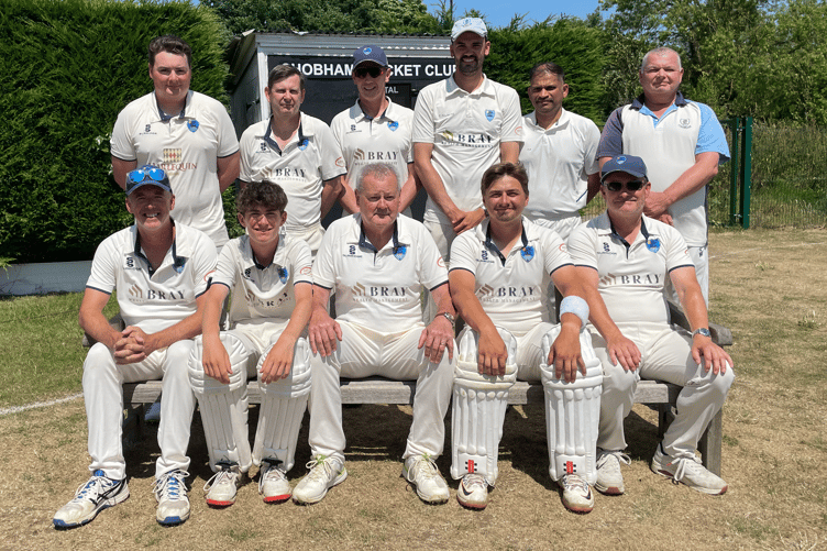 Chobham’s Sunday XI, who are skippered by Ian Crook, front row, centre