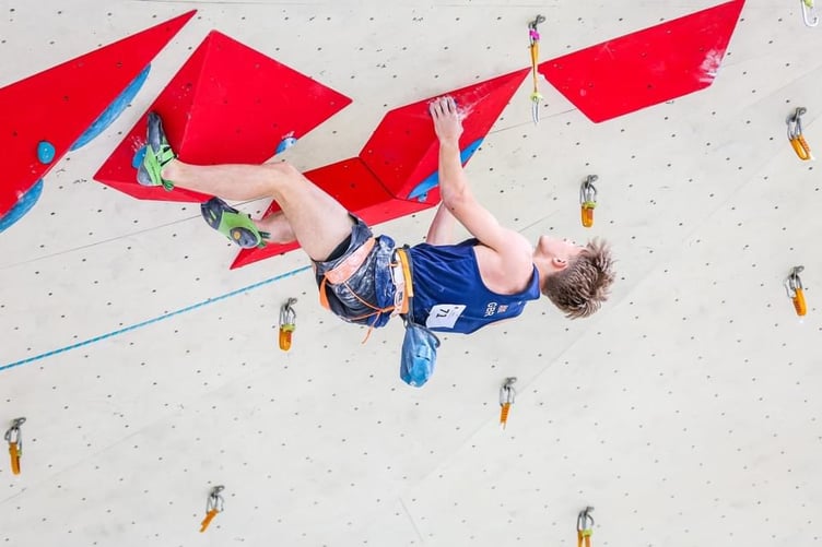 Rhys Conlon in action in Imst in the Continental Youth Cup. Inset, Conlon with his medal from Imst