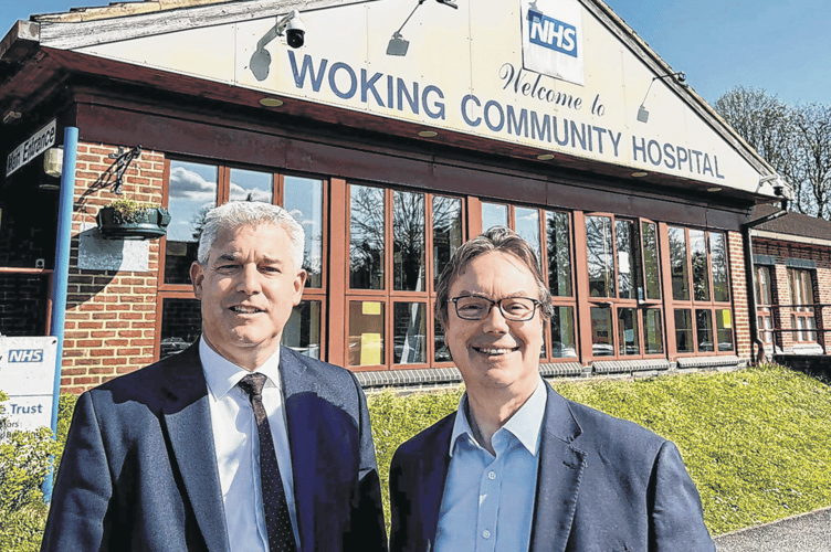 Health secretary Steve Barclay, left, and Woking MP Jonathan Lord at Woking Community Hospital