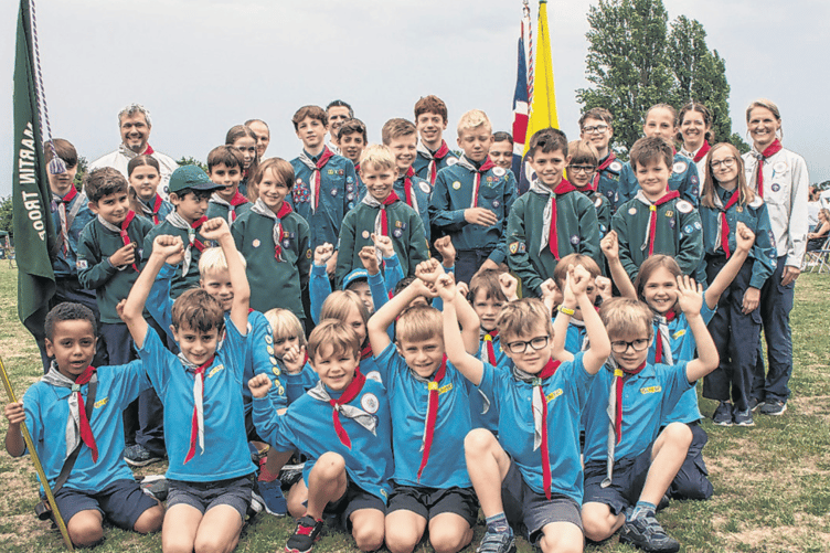 Pyrford Scouts line up for the camera at Pyrford & Wisley Village Show