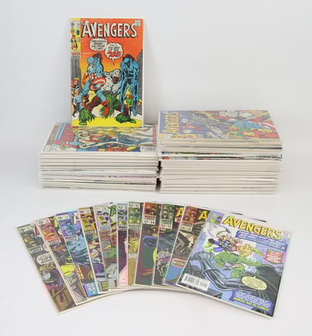 Some of the group of 96 issues of Marvel Comics - The Avengers, Vol. 1 (1967-1999) that will go under the hammer