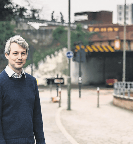 Will Forster by the arch at the heart of the contentious project