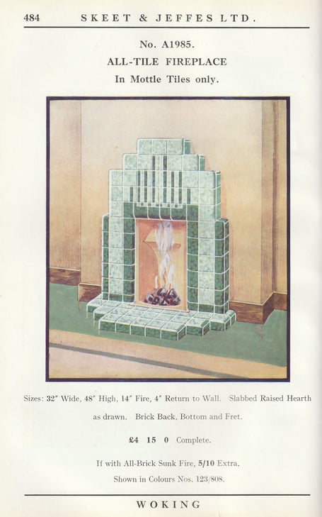 The No. A1985 fireplace from Skeet & Jeffes' 1936 catalogue