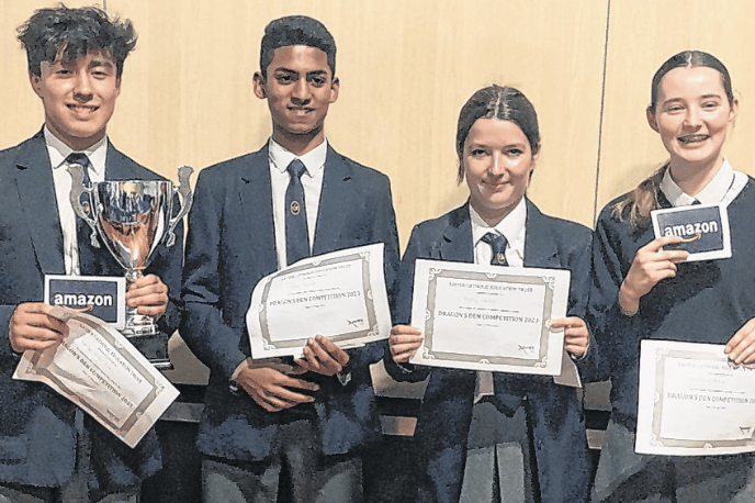 The winning team, from left, Rodrigo Vargas-Rios, Eoin Gerald, Milly Walker and Christina Amm