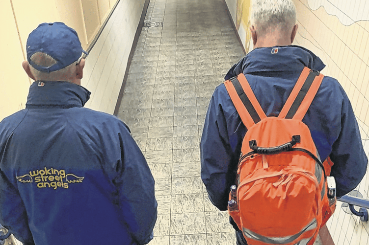 The distinctive blue and yellow jackets of Woking Street Angels have become part of the town’s weekend nightlife
