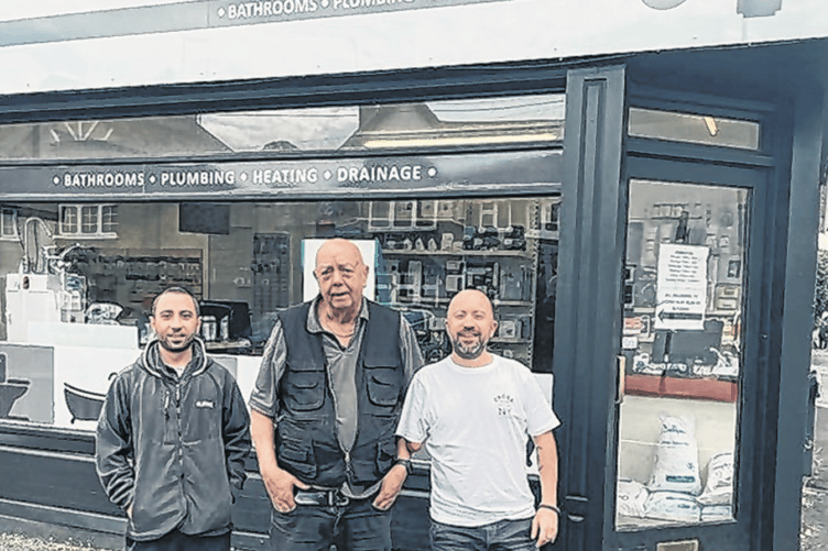 Roger Shippard with manager Jon MacIntyre, left, and Tim Doyle, regional director