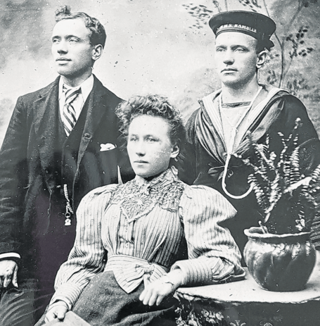 Alfred Stollery, left, with his brother Issac and sister-in-law Lucy Stollery