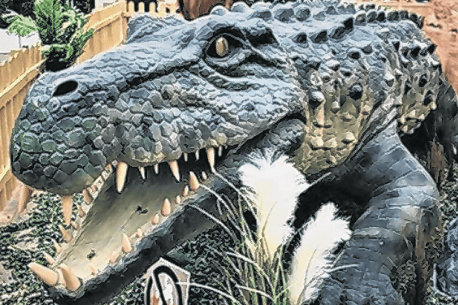 An animatronic Nile crocodile is part of the safari