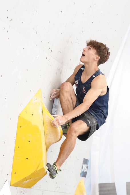Rhys Conlon in action at the International Federation of Sport Climbing’s Youth World Championships in South Korea