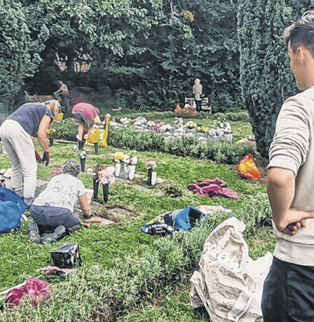 Volunteers at St Mary’s working hard to keep the churchyard tidy