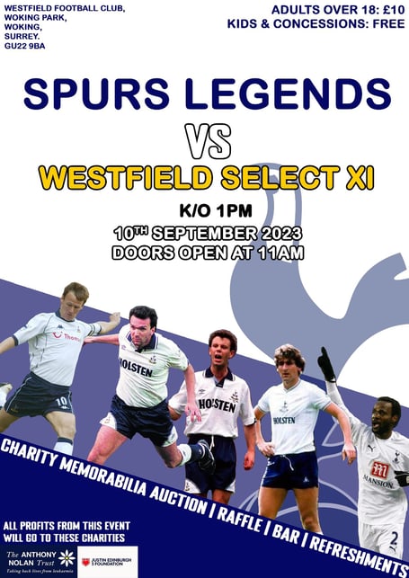 Spurs Legends face Westfield this weekend