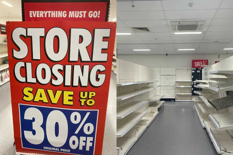 Empty shelves at Woking's Wilko store, which will close for good at close of business on Thursday, September 14