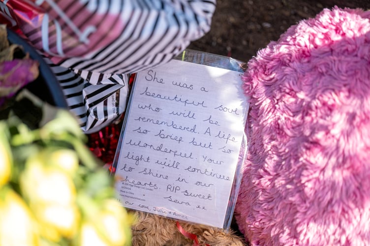 Tributes to Sara Sharif where her body was found at home on August 10 after her father fled the UK, Woking, Surrey 4th September 2023