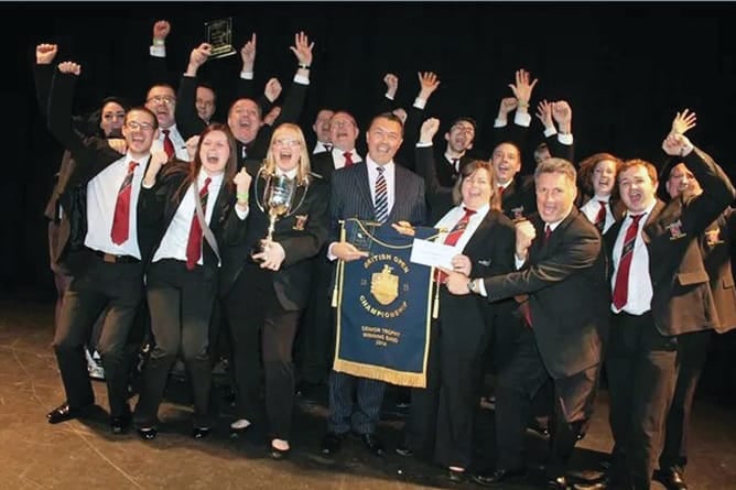 Friary Brass Band winning one of its many awards