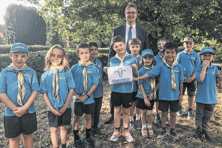 MP Jonathan Lord with the 1st St John’s Beaver Colony