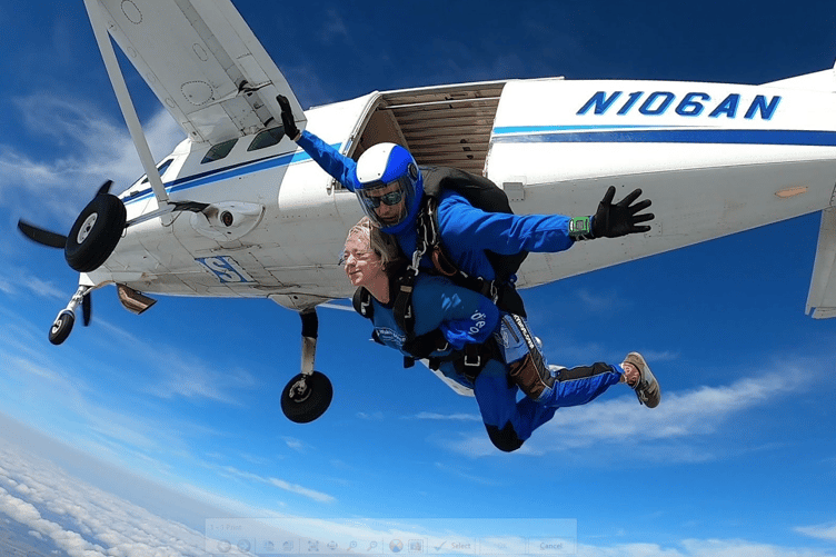 Sam Wakefield during the skydive
