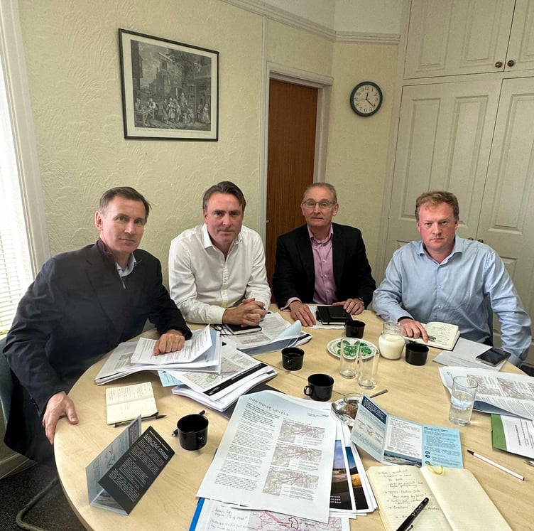 South West Surrey MP and chancellor Jeremy Hunt and Farnham and Bordon parliamentary candidate Greg Stafford met Farnborough airport CEO Simon Geere last week to discuss the proposed expansion from 50,000 to 70,000 flights a year