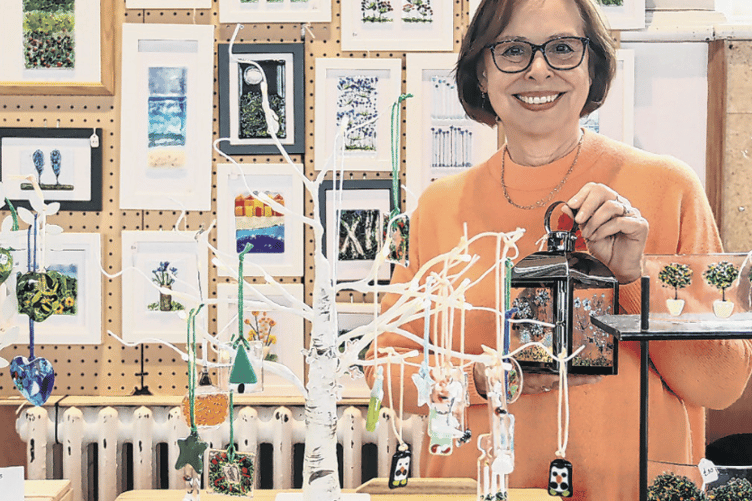 Chobham fused-glass artist Marianne Mathews was displaying a variety of her creations