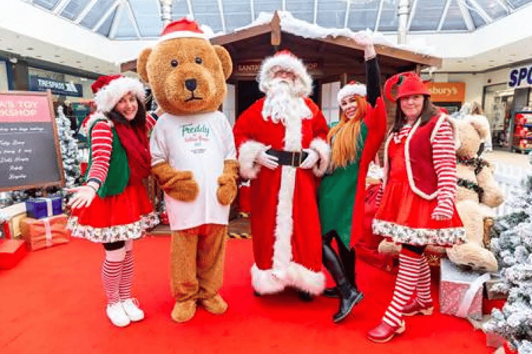 Freddy the Festive Bear and friends at Victoria Place, Woking