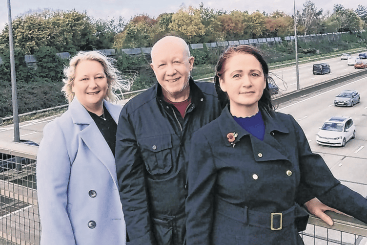 Amanda Boote, left, with members of her campaign group Stephen Howes and Krista Rooney