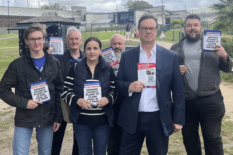 Jonathan Lord with fellow campaigners against closing Pool in the Park