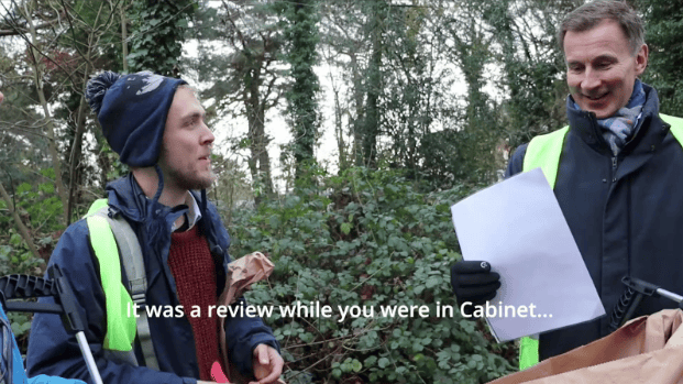 Watch the moment activists hijack Chancellor Jeremy Hunt's litter pick
