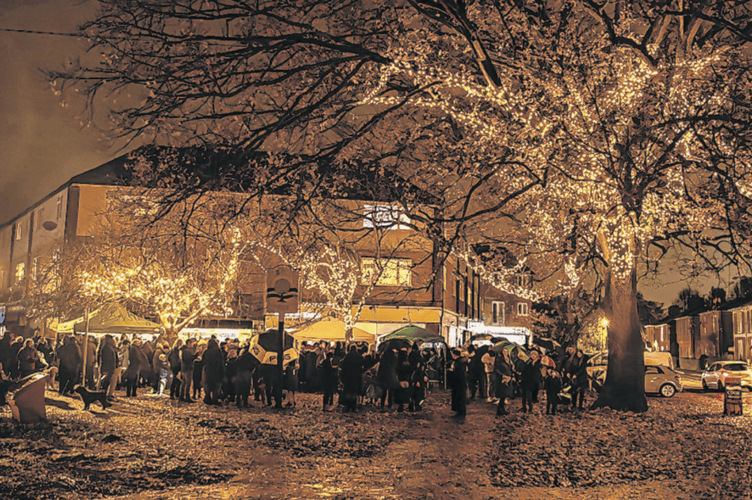 About 200 local people got together to see the Pyrford lights