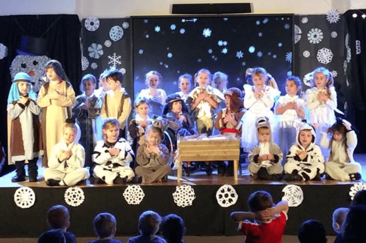 The youngest children at St Lawrence C of E Primary School put on their first Christmas performance
