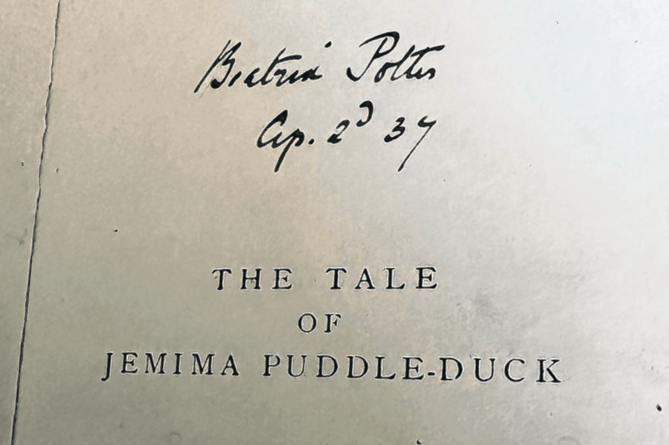 Beatrix Potter's signature inside the book
