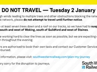 Storm Henk: 'Extreme' disruption on South Western Railway network
