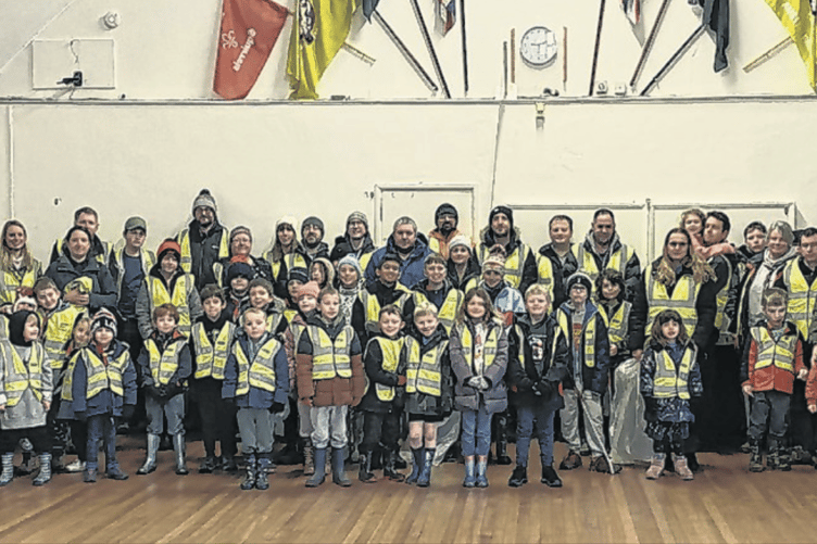 Some of the Knaphill Scout Group party who took part in the litter-pick