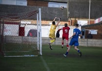 REEL: Sheerwater FC, blue and white, draw 2-2 at Camberley Tn, 27-1-24