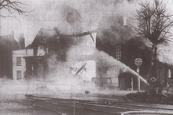 The News & Mail’s 1969 photo of the blaze at the hardware store in Ripley. The caption that accompanied the picture in the newspaper said: “A fireman gets as near as he dare to the Ripley general store blaze as billowing smoke darkens the village”